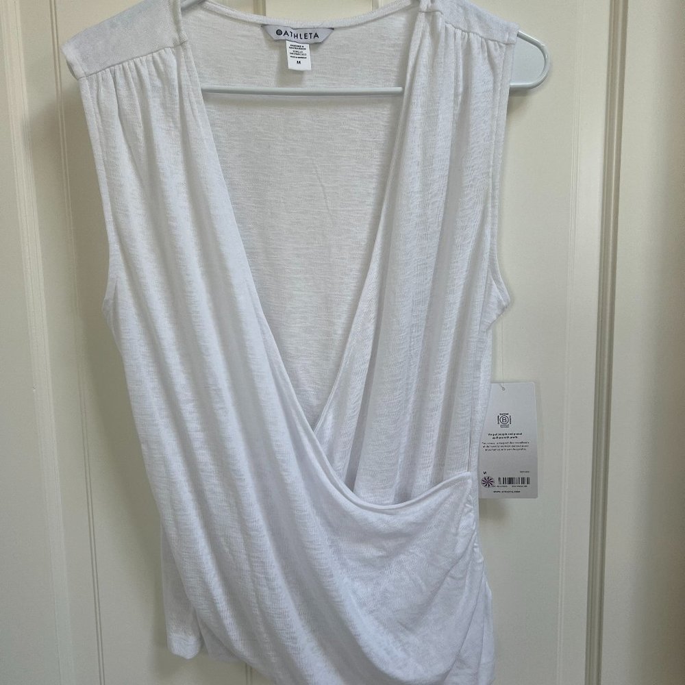 NWT Athleta Breezy Wrap Tank, White, M